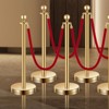 VEVOR Stanchions and Velvet Ropes 8Pcs,Hollow Base with Stainless Steel Post,6Red Velvet Ropes and Posts,Crowd Control Barriers Gold Stanchions,Gold - 2 of 4