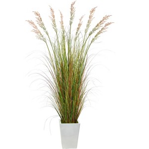 Nearly Natural 74-in Grass Artificial Plant in White Metal Planter - 1 of 4