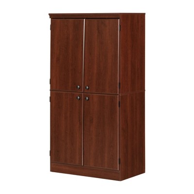 South Shore 4 Door Morgan Storage Cabinet Royal Cherry : Laminated Particle Board, Adjustable Shelves, CARB Certified