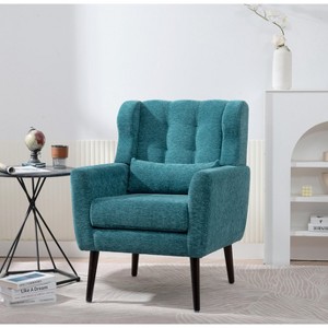 Lyngins Chenille Accent Chairs with Pillow and Solid Wood Legs,Upholstered Arm Chairs for Living Room,Bedroom - 1 of 4