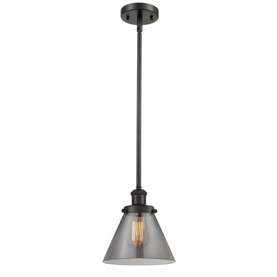 Cone - 1 Light Stem Hung Mini Pendant In Industrial Style-10 Inches Tall and 8 Inches Wide