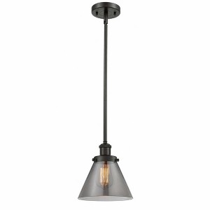 Cone - 1 Light Stem Hung Mini Pendant In Industrial Style-10 Inches Tall and 8 Inches Wide - 1 of 1