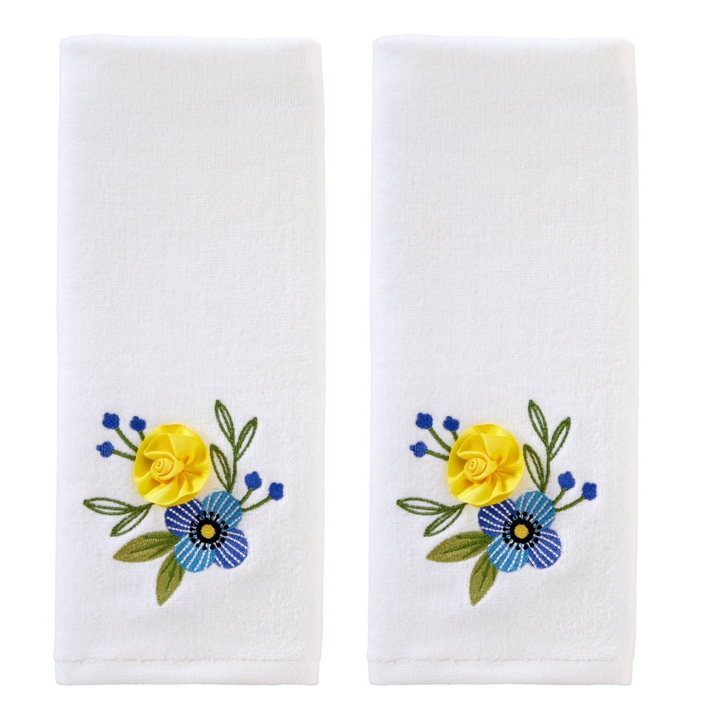 Photos - Towel SKL Home 2pc Summer Floral Hand  Set Optic White: 100 Cotton, Dobby V