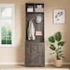 Tall Hall Tree with Shoe Storage, 77-Inch Dark Brown Mudroom Organizer with Coat Rack - 4 of 4