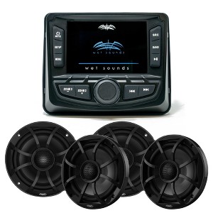 Wet Sounds WS-MC-2 Marine Radio with 2 Pairs Wet Sounds RECON 6-BG Recon Series 6.5" Coaxial speakers With Black XS Grille And Cone (Pair) - 1 of 4
