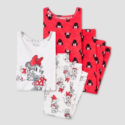 Toddler Girls' Minnie Mouse Snug Fit Pajama Set - Red