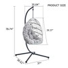Wicker Hanging Chair with Steel Frame, Weatherproof Single-Person Swing for Indoor & Outdoor - 2 of 4