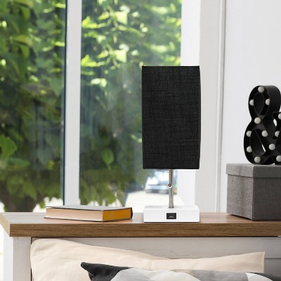 Petite Stick Lamp with USB Charging Port and Fabric Shade - Simple Designs