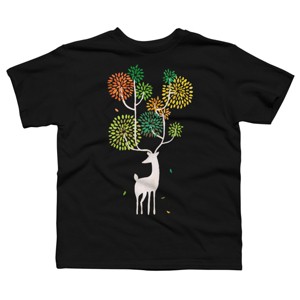 Boy's Design By Humans Mystical Color Horns White Deer By radiomode T-Shirt - 1 of 2