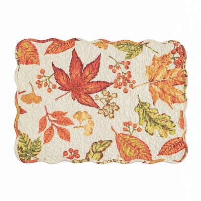 Autumn Leaves Cotton Quilted Reversible Placemats Set of 6