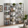 Triple Wide 5-shelf Bookshelves Industrial Retro Wooden Style Home and Office Large Open Bookshelves - 2 of 4