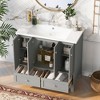 36'' Bathroom Vanity With Resin Sink Combo, Solid Wood Frame Bathroom Storage Cabinet, Freestanding Vanity Set - 2 of 4