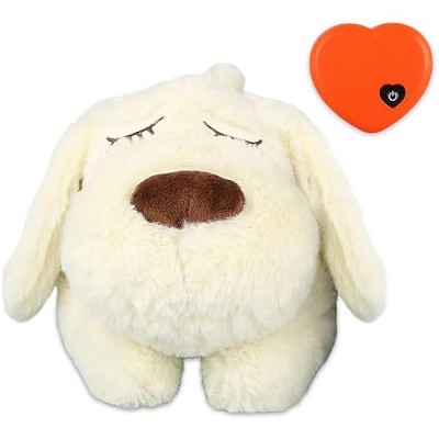 Heartbeat Puppy Toy, Puppy Sleep Aid Toy, Small Dog Training Toys for Separation Anxiety Relief, Pets Plush Toys for Dogs Cats (White)