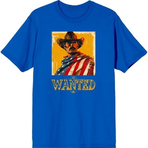 "Wanted" Cowboy With American Flag Adult Crew Neck Short Sleeve Tee - 1 of 2