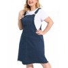 Women's Plus Size Overall Frayed Adjustable Strap Denim Suspender Shift Dresses - Agnes Orinda - 2 of 4