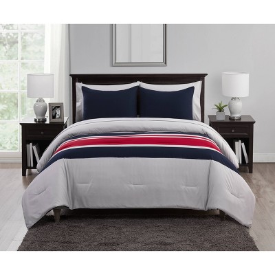 Bold Stripe Bed in a Bag Comforter Set Blue/Red/White - VCNY