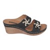 GC Shoes Cie Double Band Perforated Flower Comfort Slide Wedge Sandals - 2 of 4