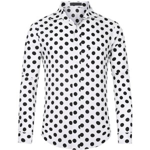 Lars Amadeus Men's Button Down Long Sleeve Casual Business Polka Dots Shirt - 1 of 4