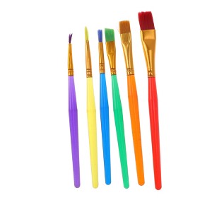 Unique Bargains Paint Brush SetCandy-Colored for Watercolor Nylon Bristles with Aluminum Ferrule and Wood Shaft Multicolor 6 Pcs - 1 of 3