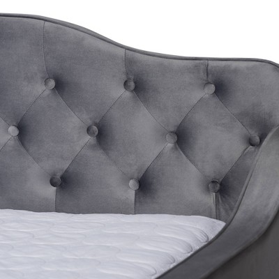 Gray Velvet Upholstered Button Tufted Full Daybed