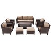 Sonkuki 8-Piece Patio Conversation Set with Ottoman and Side Table, Navy Blue Cushion - 2 of 4