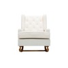 TOAOTBNBO Rocking Accent Chair with Soft Cushion, Modern Armchair with Solid Wood Teddy Upholstered Chair for Reception Room, White - 2 of 4