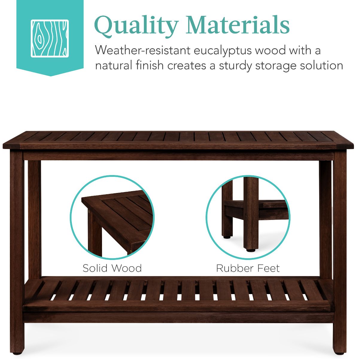 Best Choice Products 48in 2-Shelf Indoor Outdoor Wooden Console Table Multifunctional Buffet Bar Storage - Natural - thumbnail 10