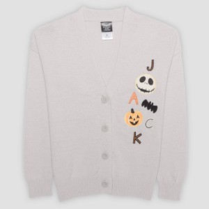 Women's The Nightmare Before Christmas Jack Skellington Cardigan - Gray - 1 of 3
