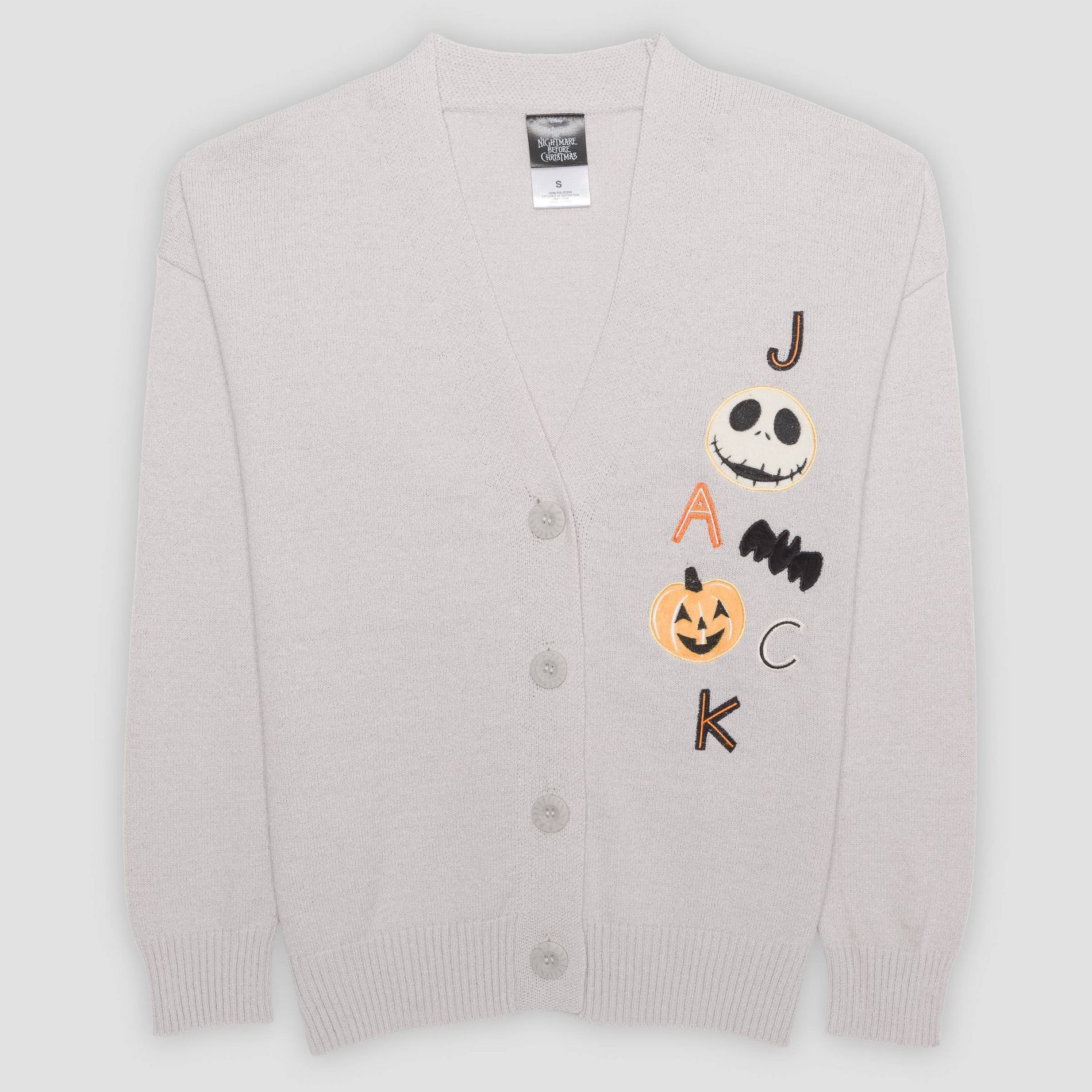 Women's The Nightmare Before Christmas Jack Skellington Cardigan - Gray