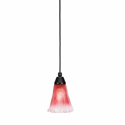 Toltec Lighting Any 1 - Light Pendant in  Matte Black with 5.5" Fluted Raspberry Crystal Shade