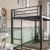 SeaCamel ‌Vintage Brown Twin-over-Twin Metal Bunk Bed - Heavy Duty, Space-Saving Design with Double Safety Guard Rails - 4 of 4