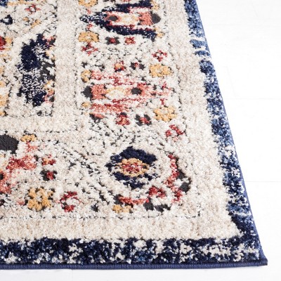Luna Blue and Beige Synthetic Hand-knotted Area Rug
