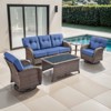 Belord 5 Pieces Patio Furniture Set with 5" Thick Cushions, Wicker Patio Set with Swivel Gliding Rocker Chairs, Sofa, Coffee Table and Accent Table - 3 of 4