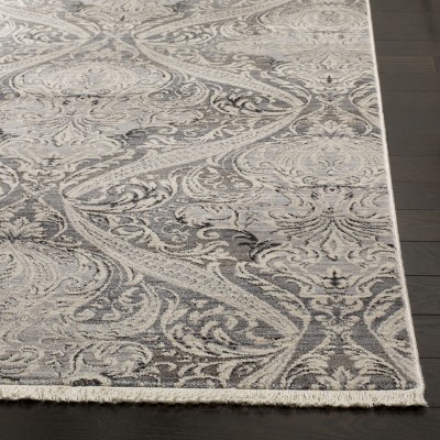 Reversible Gray Synthetic 4' x 6' Rectangular Area Rug
