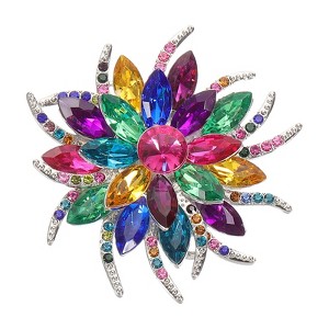 Unique Bargains Women's Rhinestone Flower Brooch Pin - 1 of 4