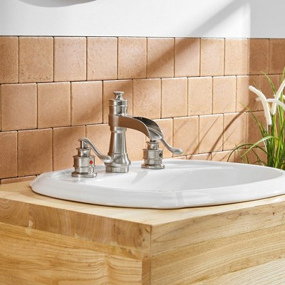 Brushed Nickel 8-Inch Widespread Waterfall Bathroom Faucet with Lever Handles