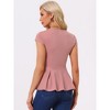 INSPIRE CHIC Women's Elegant Round Neck Cap Sleeve Solid Color Peplum Blouses - 4 of 4