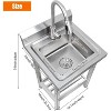 Stainless Steel Utility Sink, 20x20 Inch Free Standing Sink for Outdoor & Kitchen, Single Bowl Commercial Set with Faucet and Storage Shelf - 2 of 4