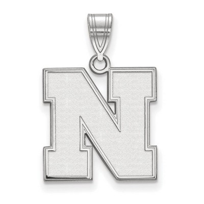 Black Bow Jewelry 10k White Gold Nebraska Cornhuskers NCAA Medium Pendant