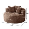 WJSHome Oversized Round Chaise Longue Chair Indoor,Upholstered Corduroy Deep Seat Circle Single Foam Couch,Cloud Lounge Floor Sofa Chair, Brown - 2 of 4