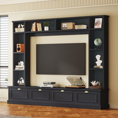 NicBex TV Stand for 78 Inch TV with Cabinets and Open Shelves,TV Entertainment Center with Bookshelves,Modern TV Console Table for Living Room