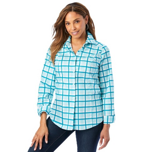 Jessica London Women’s Plus Size Stretch Cotton Poplin Shirt, 22 W ...