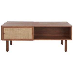 Silvanna 2 Door Coffee Table - Walnut/Natural - Safavieh - 1 of 4