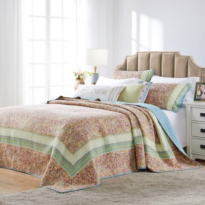 Greenland Home Fashions 3pc Queen Palisades Modern Floral Bedding Set: Microfiber, Cotton Fill, Woven Texture, Machine Washable — фото 2