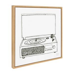 Kate & Laurel All Things Decor 22"x22" Victrola Record Player Framed Canvas by Statement Goods Natural - 1 of 4