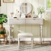 AZL1 Life Concept Vanity Table Luxury with Height-Adjustable Round Mirror 4 Drawers and Stool Set Champagne for Bedroom, Offwhite, 42"*24"*12.5" - 4 of 4