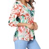 Nlife Women's Casual V Neck Floral Print 3/4 Length Sleeve Blouses Tropical Hawaiian Shirt Tops - 3 of 4