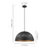 Rennnsan Florwyn 19"W 1-Light Dome Gold Foile Industrial Dimmable Oversize Pendant in Black - 3 of 4