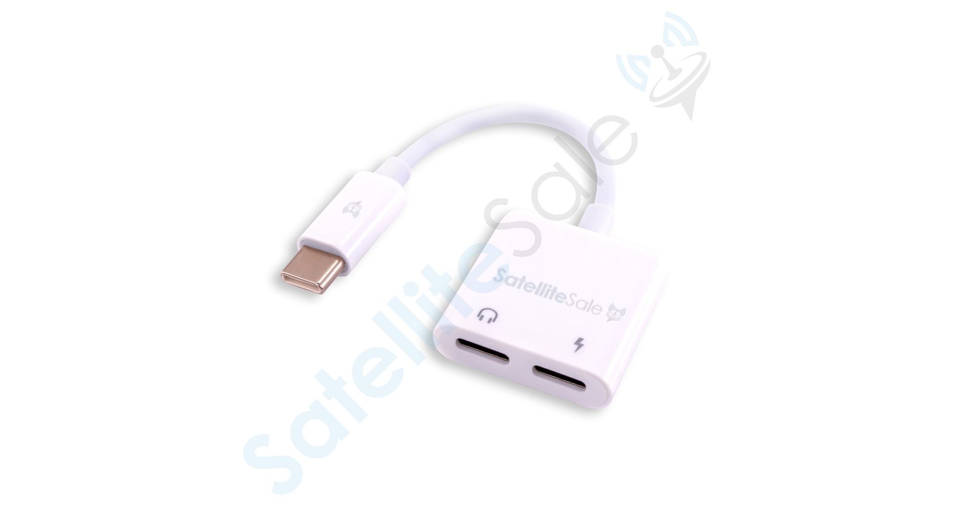 SatelliteSale Universal USB Type C Audio and Power Adapter Male to Female Black And White PVC Converter