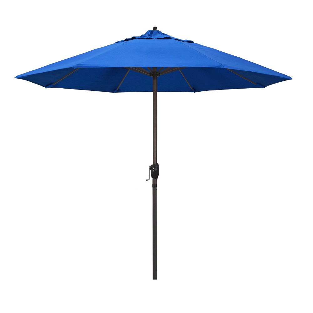 9 Aluminum Auto Tilt Crank Lift Patio Umbrella Royal Blue